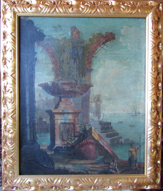 Scuola di Giovanni Carlo Pannini (1691-1765)- Capriccio con rovine romane