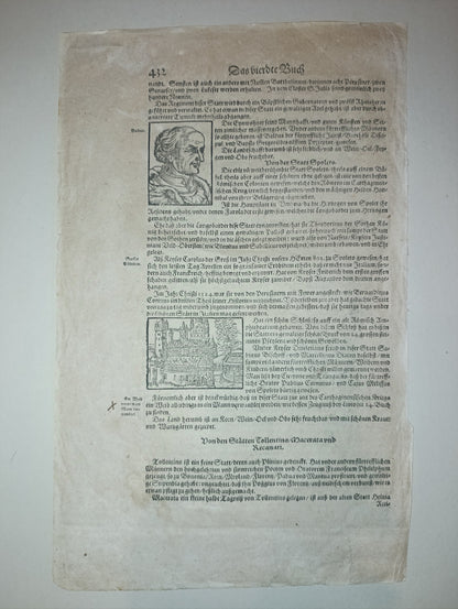 Stampa in folio con raffigurazioni di Perugia e Spoleto, da " De Bierdte Buch" , primi del XVII secolo