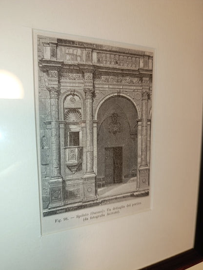 Gravure de la fin du XIXe siècle représentant un détail du portique de la cathédrale de Spolète