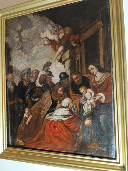 Peter Paul Rubens (1577-1640), Scuola di- Adorazione dei Re Magi