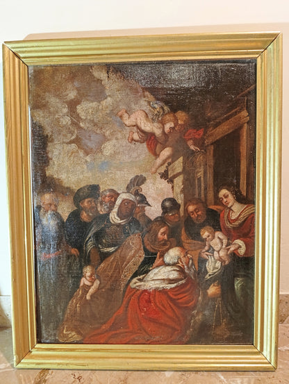 Peter Paul Rubens (1577-1640), Scuola di- Adorazione dei Re Magi