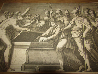 Antica stampa del XVI secolo -Marcantonio Raimondi (1480ca.-1530ca.), da Raffaello